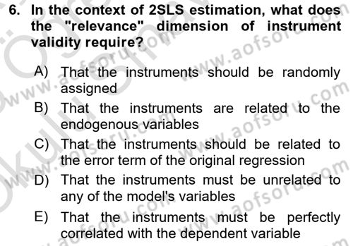 Econometrics 2 Dersi 2024 - 2025 Yılı Yaz Okulu Sınav Soruları 6. Soru