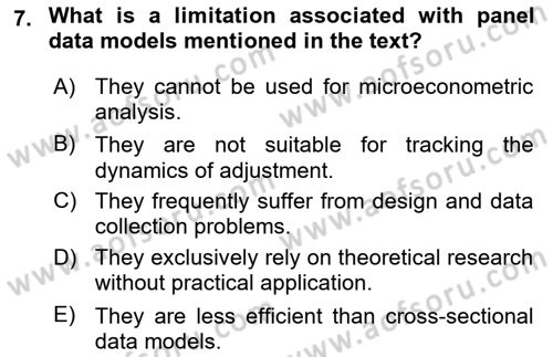 Econometrics 2 Dersi 2024 - 2025 Yılı Yaz Okulu Sınav Soruları 7. Soru