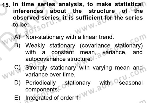 Econometrics 2 Dersi 2025 - 2026 Yılı (Final) Dönem Sonu Sınav Soruları 15. Soru