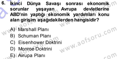 Avrupa Birliği Dersi 2014 - 2015 Yılı (Vize) Ara Sınavı 6. Soru