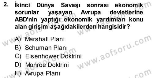 Avrupa Birliği Dersi 2014 - 2015 Yılı Tek Ders Sınavı 2. Soru