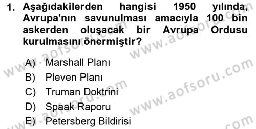 Avrupa Birliği Dersi 2018 - 2019 Yılı 3 Ders Sınavı 1. Soru