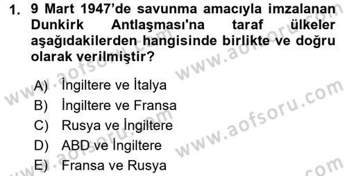 Avrupa Birliği Dersi 2018 - 2019 Yılı (Vize) Ara Sınavı 1. Soru