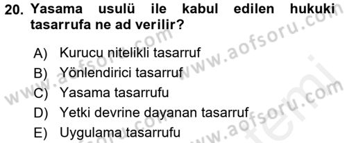 Avrupa Birliği Dersi 2018 - 2019 Yılı (Vize) Ara Sınavı 20. Soru