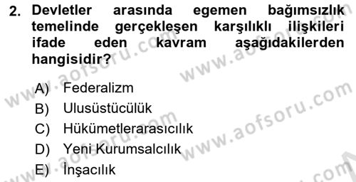 Avrupa Birliği Dersi 2019 - 2020 Yılı (Vize) Ara Sınavı 2. Soru