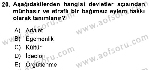 Avrupa Birliği Dersi 2019 - 2020 Yılı (Vize) Ara Sınavı 20. Soru