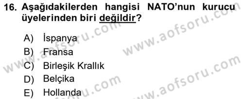 Avrupa Birliği Dersi 2020 - 2021 Yılı Yaz Okulu Sınavı 16. Soru