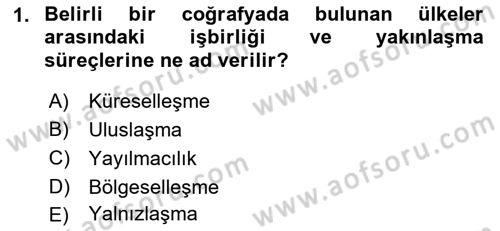 Avrupa Birliği Dersi 2021 - 2022 Yılı (Vize) Ara Sınavı 1. Soru