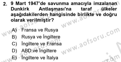 Avrupa Birliği Dersi 2021 - 2022 Yılı (Vize) Ara Sınavı 2. Soru