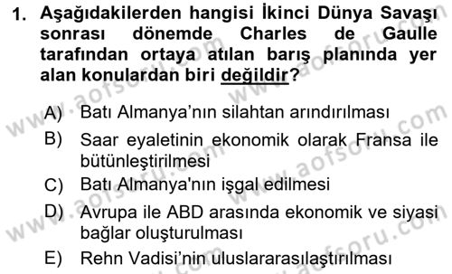 Avrupa Birliği Dersi 2021 - 2022 Yılı (Final) Dönem Sonu Sınavı 1. Soru