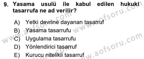 Avrupa Birliği Dersi 2021 - 2022 Yılı Yaz Okulu Sınavı 9. Soru