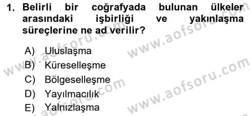 Avrupa Birliği Dersi 2022 - 2023 Yılı (Vize) Ara Sınavı 1. Soru