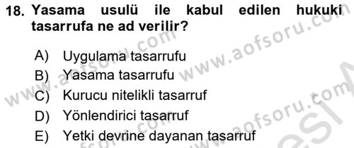 Avrupa Birliği Dersi 2022 - 2023 Yılı (Vize) Ara Sınavı 18. Soru