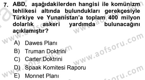 Avrupa Birliği Dersi 2022 - 2023 Yılı (Vize) Ara Sınavı 7. Soru