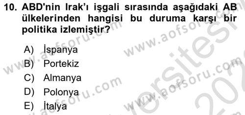 Avrupa Birliği Dersi 2022 - 2023 Yılı (Final) Dönem Sonu Sınavı 10. Soru