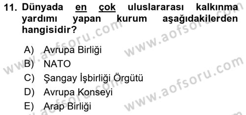 Avrupa Birliği Dersi 2022 - 2023 Yılı (Final) Dönem Sonu Sınavı 11. Soru