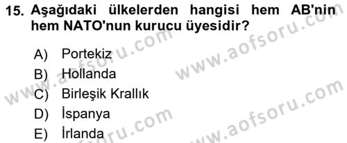 Avrupa Birliği Dersi 2022 - 2023 Yılı (Final) Dönem Sonu Sınavı 15. Soru