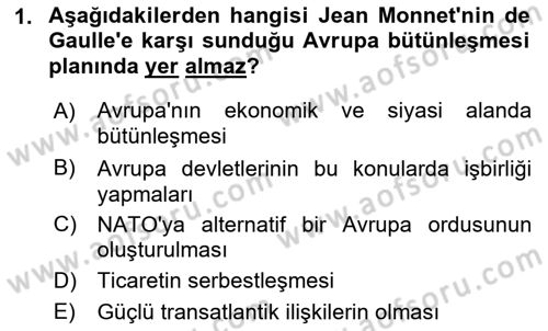 Avrupa Birliği Dersi 2022 - 2023 Yılı Yaz Okulu Sınav Soruları 1. Soru
