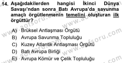 Avrupa Birliği Dersi 2022 - 2023 Yılı Yaz Okulu Sınav Soruları 14. Soru