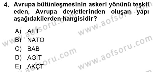 Avrupa Birliği Dersi 2022 - 2023 Yılı Yaz Okulu Sınav Soruları 4. Soru