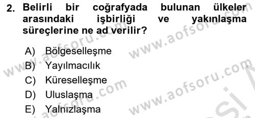 Avrupa Birliği Dersi 2023 - 2024 Yılı (Final) Dönem Sonu Sınav Soruları 2. Soru