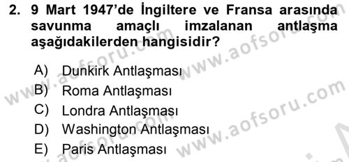 Avrupa Birliği Dersi 2023 - 2024 Yılı Yaz Okulu Sınavı 2. Soru