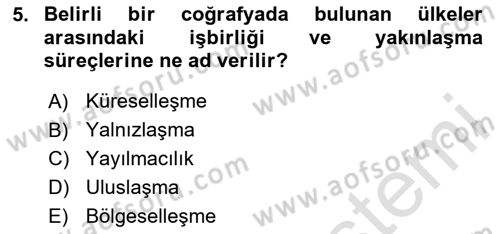 Avrupa Birliği Dersi 2024 - 2025 Yılı (Vize) Ara Sınav Soruları 5. Soru