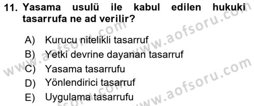 Avrupa Birliği Dersi 2024 - 2025 Yılı Yaz Okulu Sınav Soruları 11. Soru