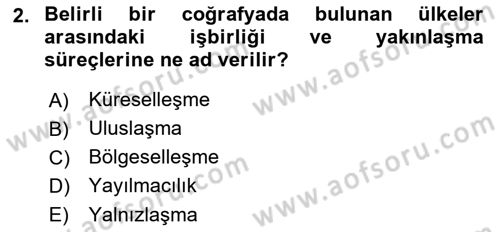 Avrupa Birliği Dersi 2024 - 2025 Yılı Yaz Okulu Sınav Soruları 2. Soru