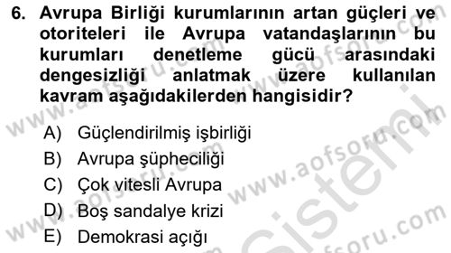 Avrupa Birliği Dersi 2024 - 2025 Yılı Yaz Okulu Sınav Soruları 6. Soru