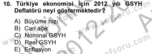 Türkiye Ekonomisi Dersi 2012 - 2013 Yılı (Vize) Ara Sınav Soruları 10. Soru