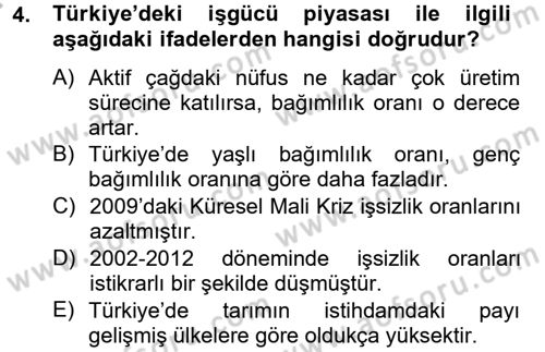 Türkiye Ekonomisi Dersi 2012 - 2013 Yılı (Vize) Ara Sınav Soruları 4. Soru