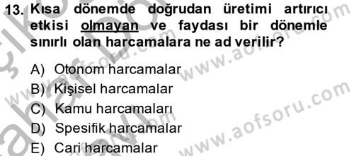 Türkiye Ekonomisi Dersi 2013 - 2014 Yılı (Vize) Ara Sınav Soruları 13. Soru