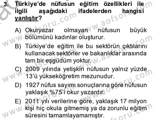Türkiye Ekonomisi Dersi 2013 - 2014 Yılı (Vize) Ara Sınav Soruları 3. Soru