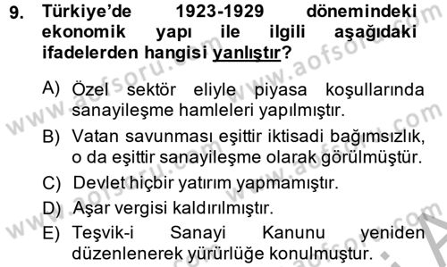Türkiye Ekonomisi Dersi 2013 - 2014 Yılı (Vize) Ara Sınav Soruları 9. Soru