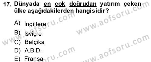Türkiye Ekonomisi Dersi 2013 - 2014 Yılı (Final) Dönem Sonu Sınav Soruları 17. Soru
