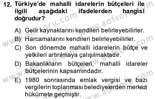 Türkiye Ekonomisi Dersi 2014 - 2015 Yılı (Vize) Ara Sınav Soruları 12. Soru