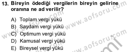 Türkiye Ekonomisi Dersi 2014 - 2015 Yılı (Vize) Ara Sınavı 13. Soru