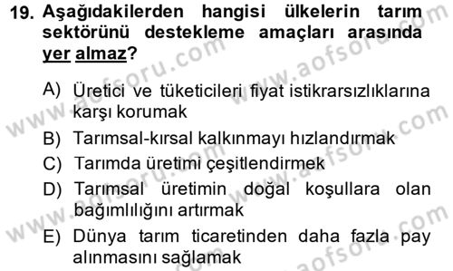 Türkiye Ekonomisi Dersi 2014 - 2015 Yılı (Vize) Ara Sınav Soruları 19. Soru