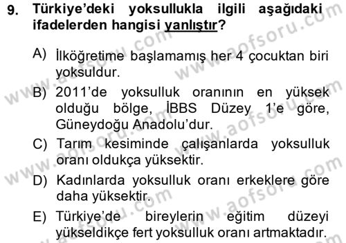 Türkiye Ekonomisi Dersi 2014 - 2015 Yılı (Vize) Ara Sınav Soruları 9. Soru