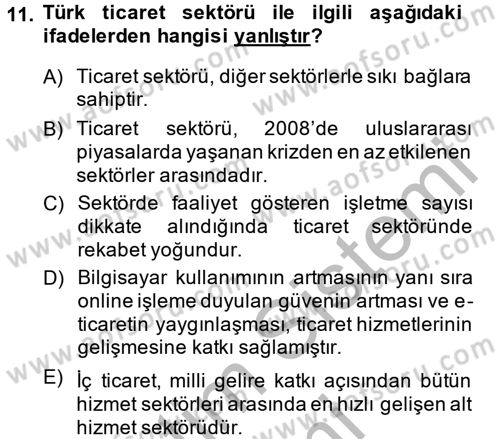 Türkiye Ekonomisi Dersi 2014 - 2015 Yılı (Final) Dönem Sonu Sınav Soruları 11. Soru