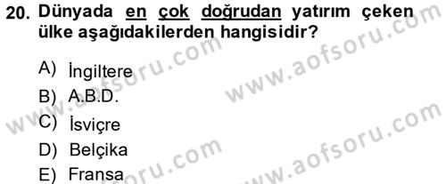 Türkiye Ekonomisi Dersi 2014 - 2015 Yılı (Final) Dönem Sonu Sınav Soruları 20. Soru