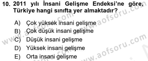 Türkiye Ekonomisi Dersi 2015 - 2016 Yılı (Vize) Ara Sınav Soruları 10. Soru