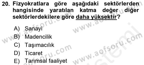 Türkiye Ekonomisi Dersi 2015 - 2016 Yılı (Vize) Ara Sınav Soruları 20. Soru