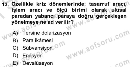 Türkiye Ekonomisi Dersi 2015 - 2016 Yılı (Final) Dönem Sonu Sınav Soruları 13. Soru