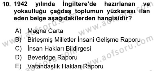 Türkiye Ekonomisi Dersi 2016 - 2017 Yılı 3 Ders Sınav Soruları 10. Soru