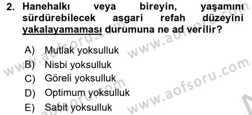 Türkiye Ekonomisi Dersi 2016 - 2017 Yılı 3 Ders Sınav Soruları 2. Soru