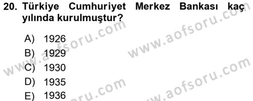 Türkiye Ekonomisi Dersi 2016 - 2017 Yılı 3 Ders Sınav Soruları 20. Soru
