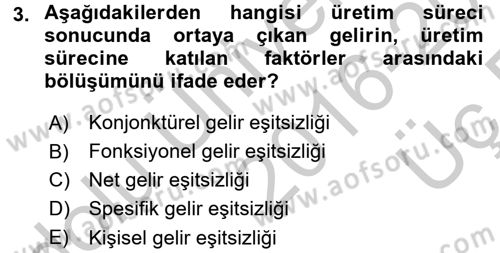 Türkiye Ekonomisi Dersi 2016 - 2017 Yılı 3 Ders Sınav Soruları 3. Soru