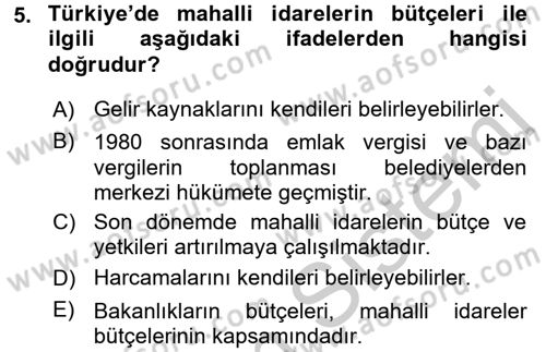 Türkiye Ekonomisi Dersi 2016 - 2017 Yılı 3 Ders Sınav Soruları 5. Soru